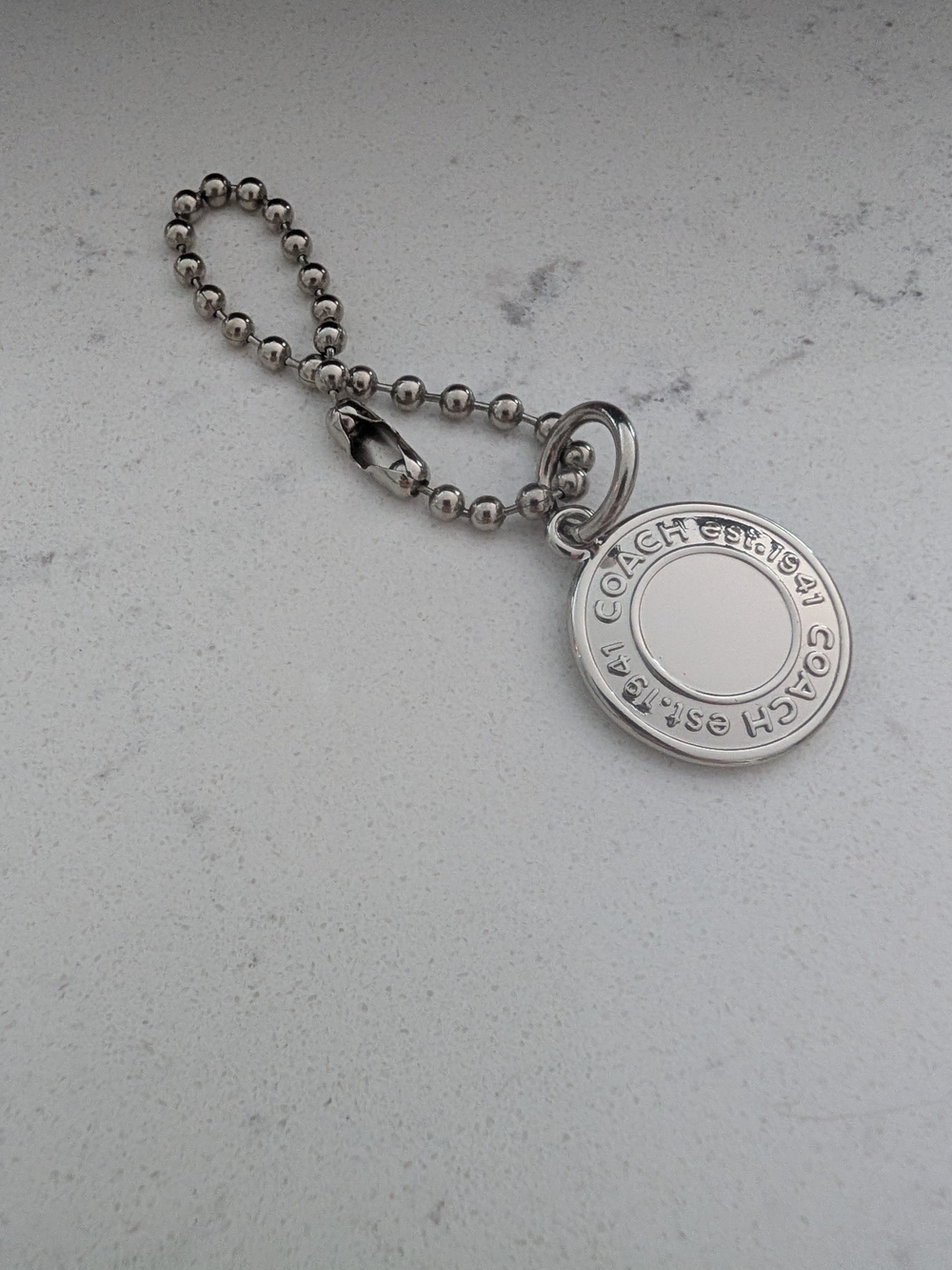 COACH Silver Round Token Keychain - Men Accessories